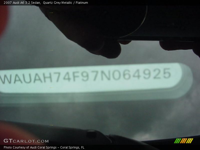 Quartz Grey Metallic / Platinum 2007 Audi A6 3.2 Sedan