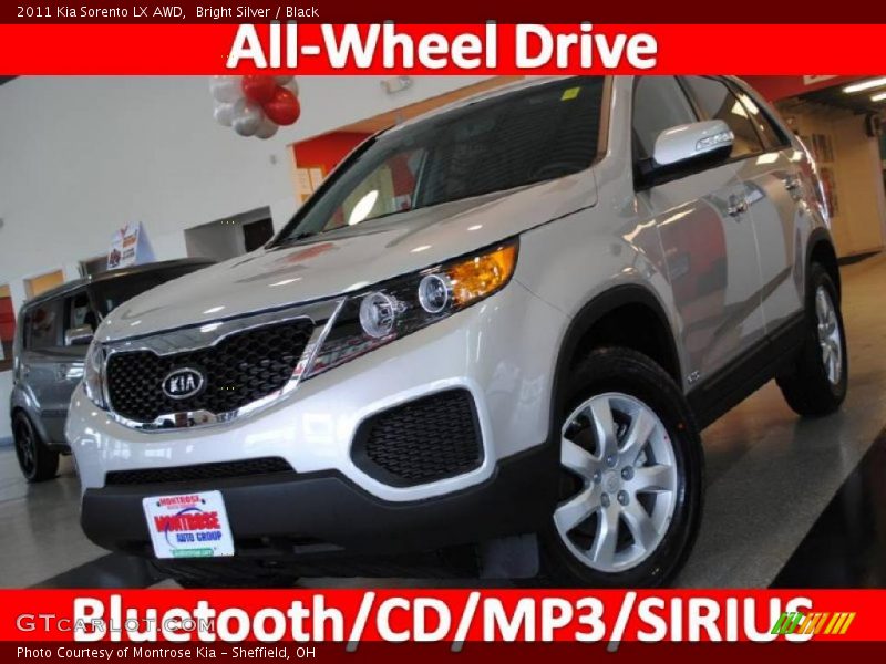 Bright Silver / Black 2011 Kia Sorento LX AWD