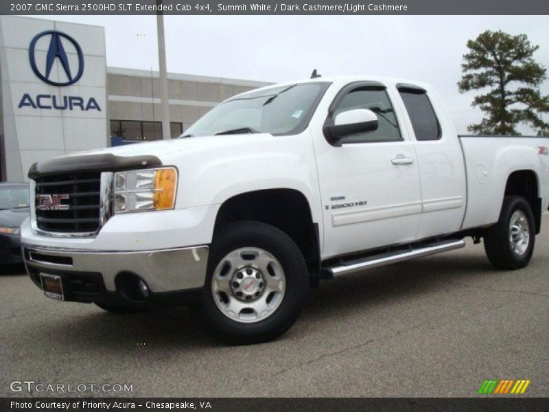 Summit White / Dark Cashmere/Light Cashmere 2007 GMC Sierra 2500HD SLT Extended Cab 4x4