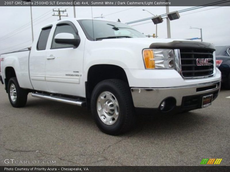 Summit White / Dark Cashmere/Light Cashmere 2007 GMC Sierra 2500HD SLT Extended Cab 4x4