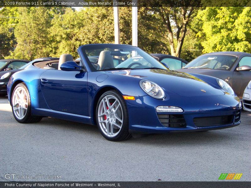 Aqua Blue Metallic / Stone Grey 2009 Porsche 911 Carrera S Cabriolet
