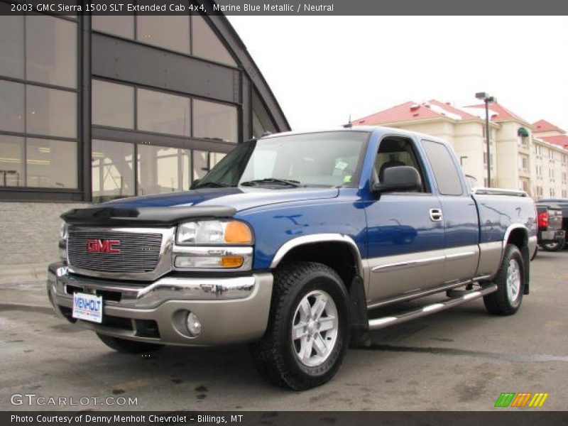 Marine Blue Metallic / Neutral 2003 GMC Sierra 1500 SLT Extended Cab 4x4