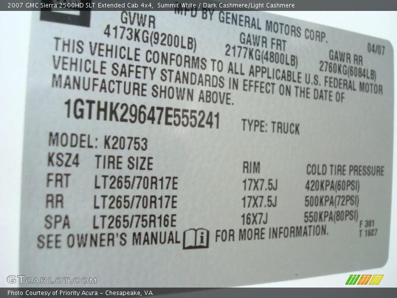 Summit White / Dark Cashmere/Light Cashmere 2007 GMC Sierra 2500HD SLT Extended Cab 4x4