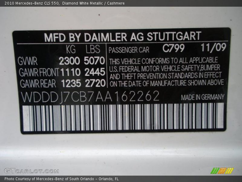 Diamond White Metallic / Cashmere 2010 Mercedes-Benz CLS 550