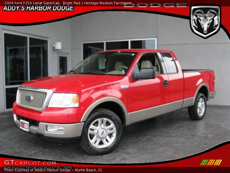 Bright Red / Heritage Medium Parchment 2004 Ford F150 Lariat SuperCab
