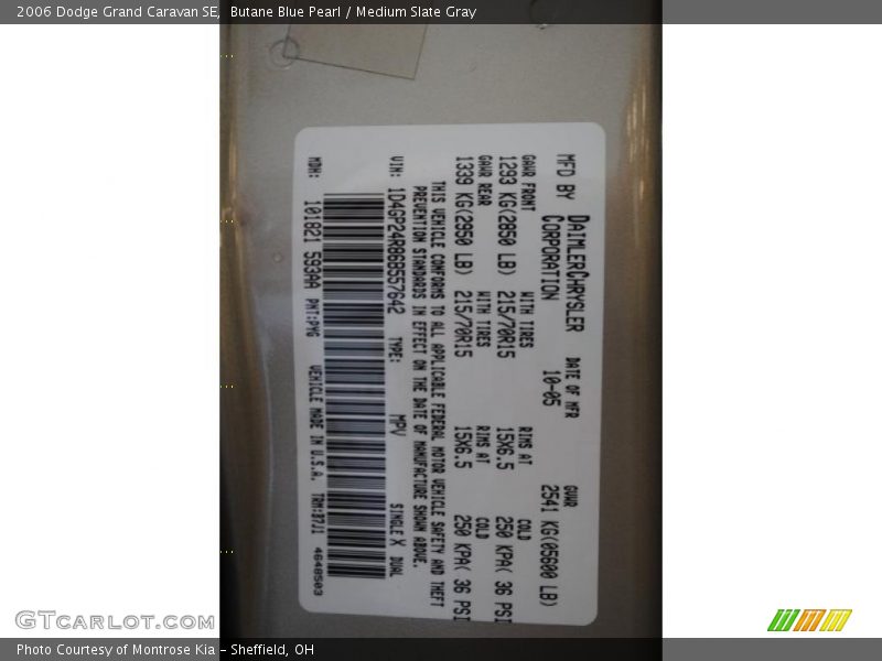 Butane Blue Pearl / Medium Slate Gray 2006 Dodge Grand Caravan SE