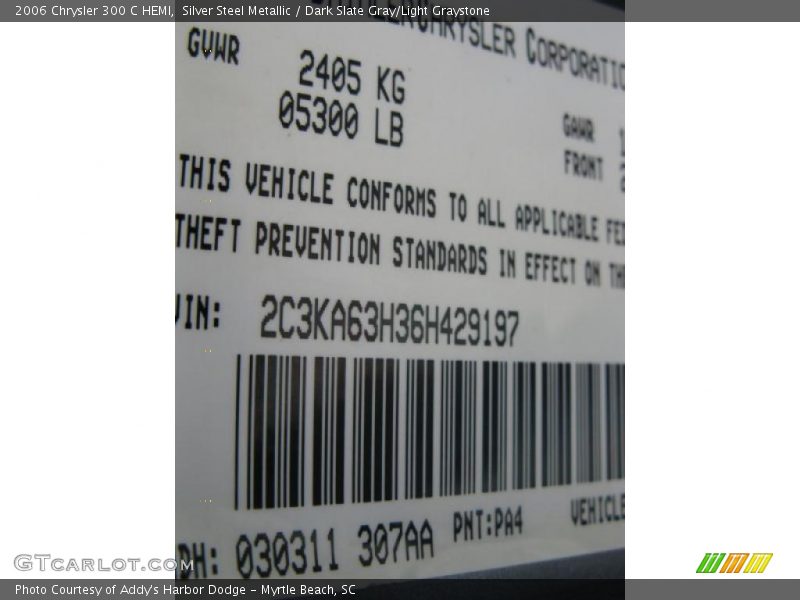 Silver Steel Metallic / Dark Slate Gray/Light Graystone 2006 Chrysler 300 C HEMI