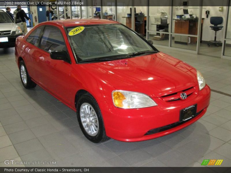 Rally Red / Beige 2002 Honda Civic LX Coupe