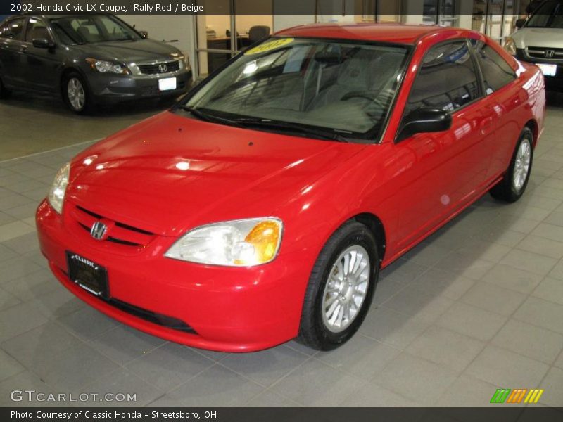 Rally Red / Beige 2002 Honda Civic LX Coupe