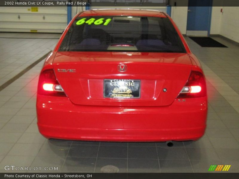 Rally Red / Beige 2002 Honda Civic LX Coupe