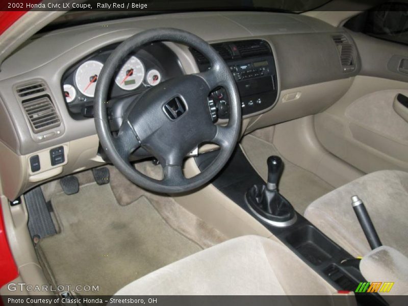 Rally Red / Beige 2002 Honda Civic LX Coupe