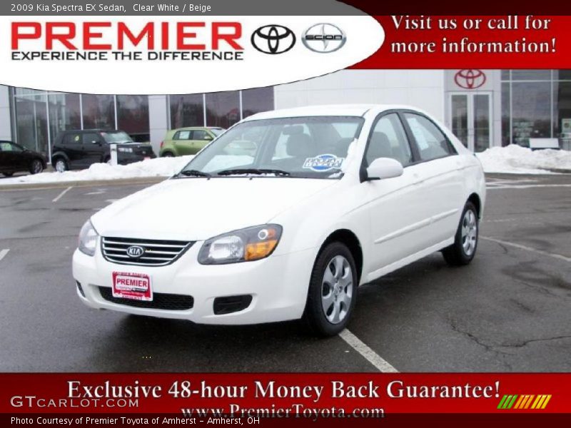 Clear White / Beige 2009 Kia Spectra EX Sedan