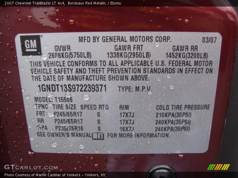 Bordeaux Red Metallic / Ebony 2007 Chevrolet TrailBlazer LT 4x4