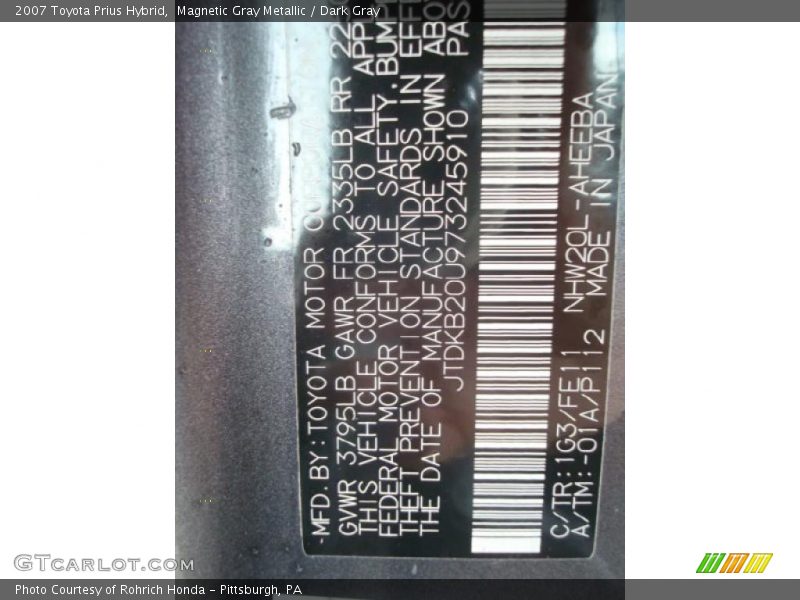 Magnetic Gray Metallic / Dark Gray 2007 Toyota Prius Hybrid