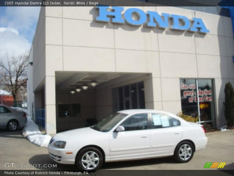 Nordic White / Beige 2005 Hyundai Elantra GLS Sedan