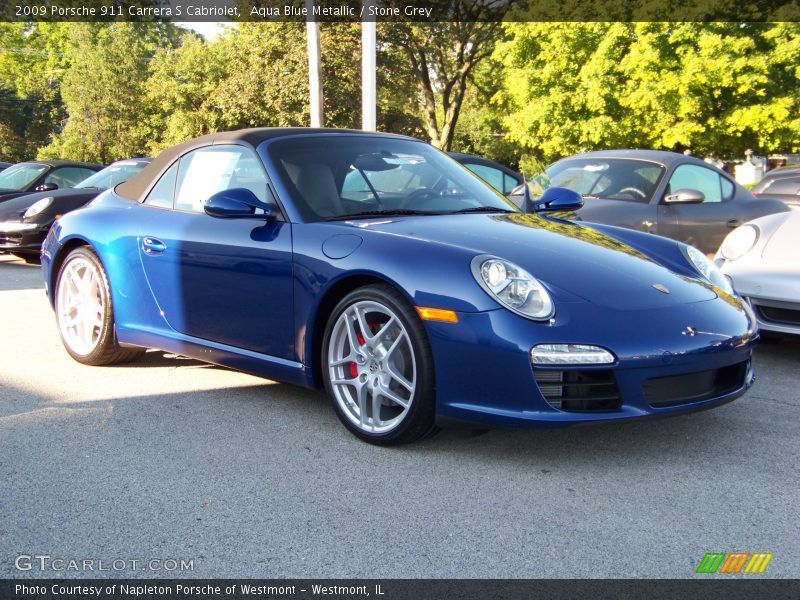 Aqua Blue Metallic / Stone Grey 2009 Porsche 911 Carrera S Cabriolet