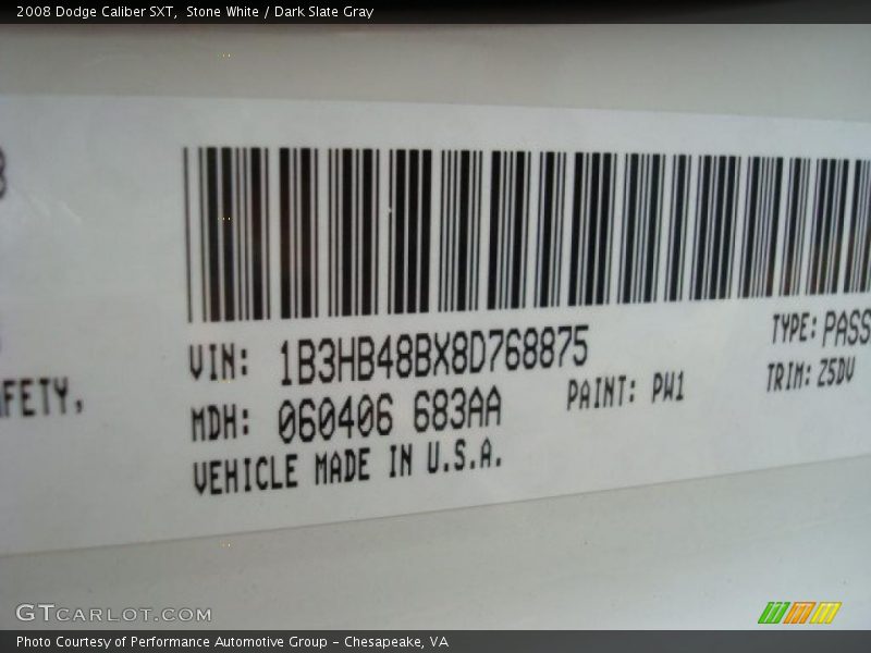 Stone White / Dark Slate Gray 2008 Dodge Caliber SXT