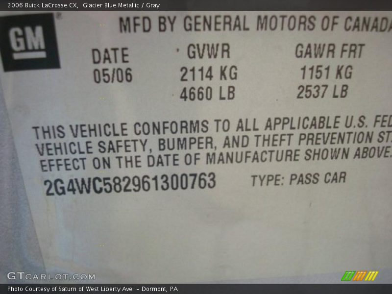 Glacier Blue Metallic / Gray 2006 Buick LaCrosse CX