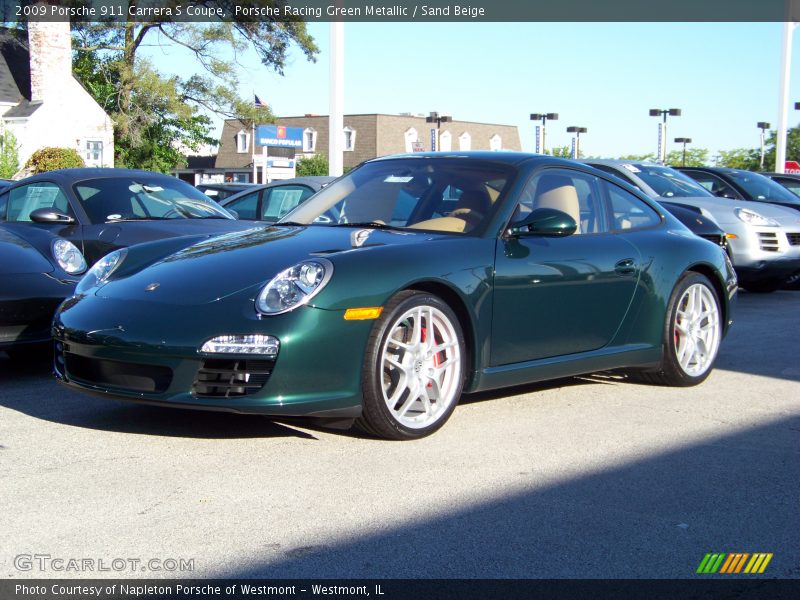 Porsche Racing Green Metallic / Sand Beige 2009 Porsche 911 Carrera S Coupe