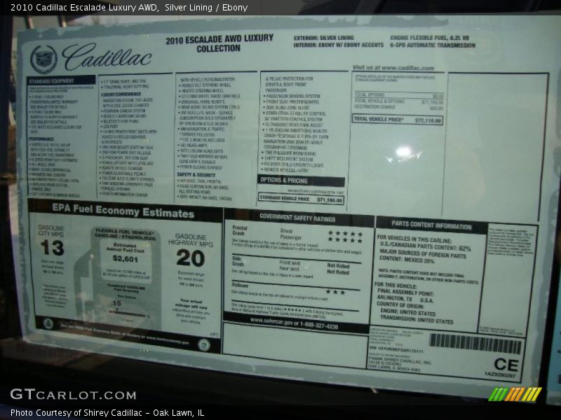 Silver Lining / Ebony 2010 Cadillac Escalade Luxury AWD