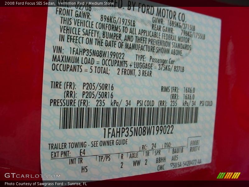 Vermillion Red / Medium Stone 2008 Ford Focus SES Sedan
