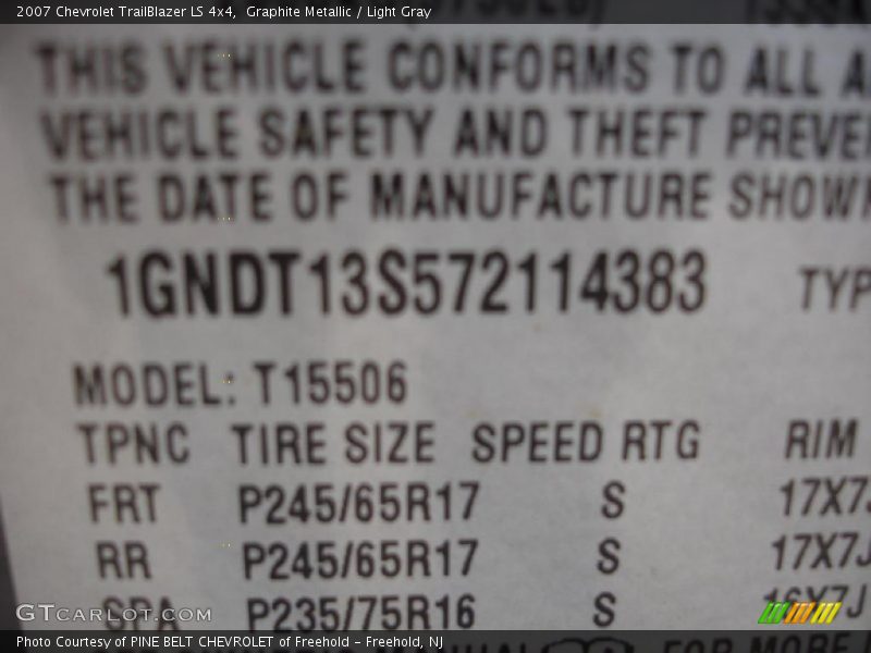 Graphite Metallic / Light Gray 2007 Chevrolet TrailBlazer LS 4x4