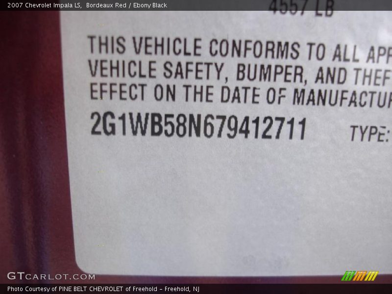 Bordeaux Red / Ebony Black 2007 Chevrolet Impala LS