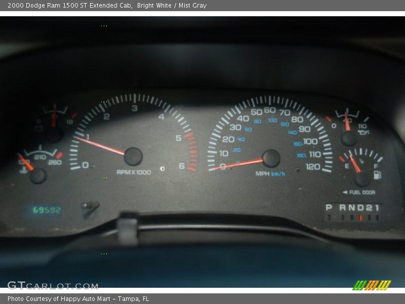 Bright White / Mist Gray 2000 Dodge Ram 1500 ST Extended Cab