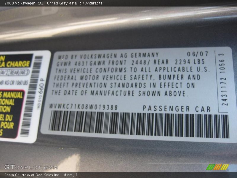 United Grey Metallic / Anthracite 2008 Volkswagen R32