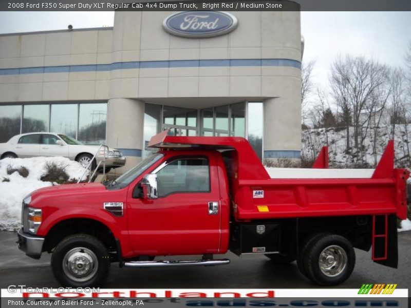 Bright Red / Medium Stone 2008 Ford F350 Super Duty XLT Regular Cab 4x4 Dump Truck