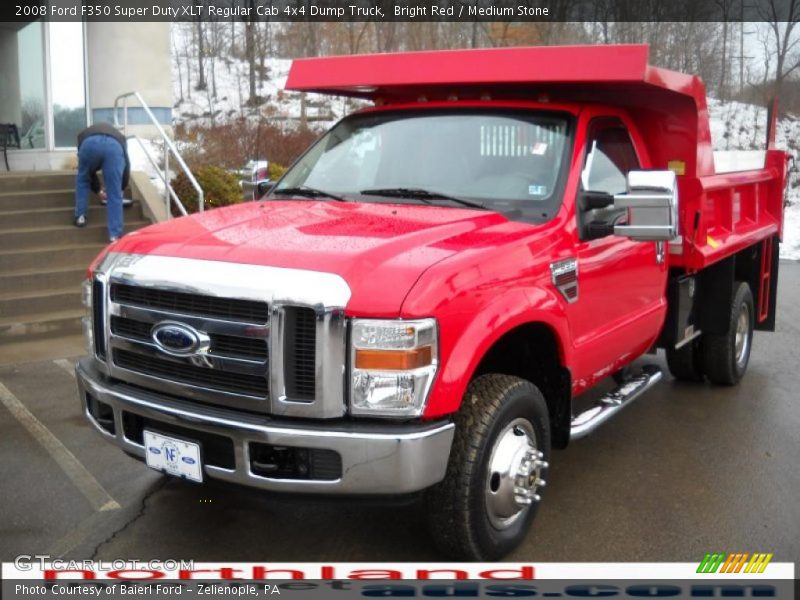 Bright Red / Medium Stone 2008 Ford F350 Super Duty XLT Regular Cab 4x4 Dump Truck