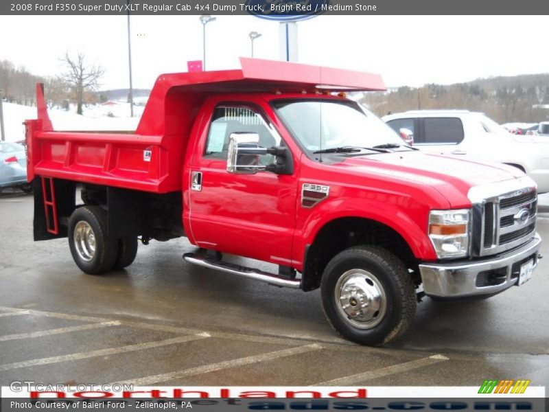 Bright Red / Medium Stone 2008 Ford F350 Super Duty XLT Regular Cab 4x4 Dump Truck