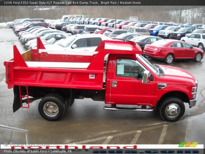 Bright Red / Medium Stone 2008 Ford F350 Super Duty XLT Regular Cab 4x4 Dump Truck