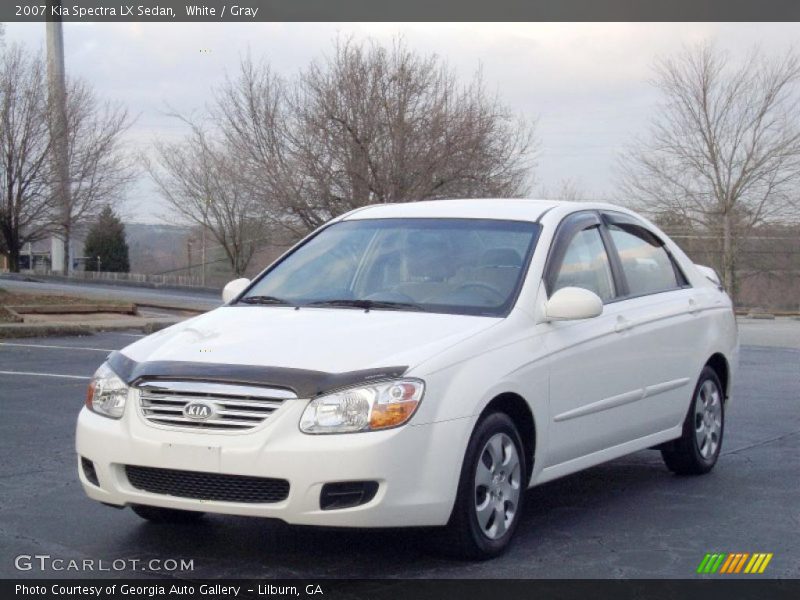 White / Gray 2007 Kia Spectra LX Sedan