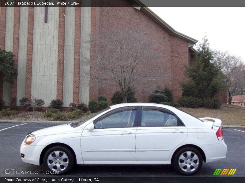 White / Gray 2007 Kia Spectra LX Sedan