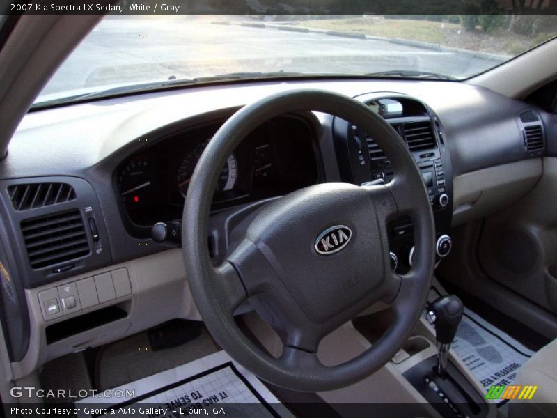 White / Gray 2007 Kia Spectra LX Sedan