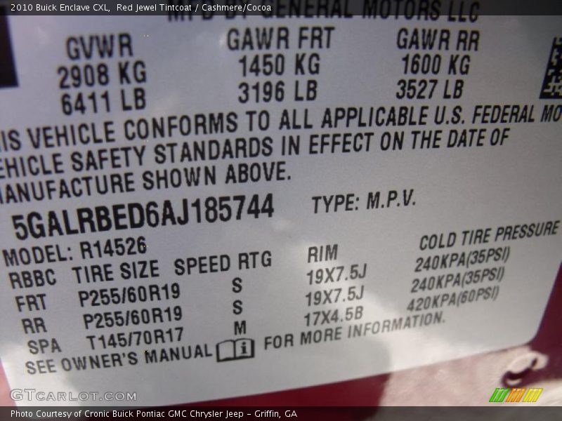 Red Jewel Tintcoat / Cashmere/Cocoa 2010 Buick Enclave CXL