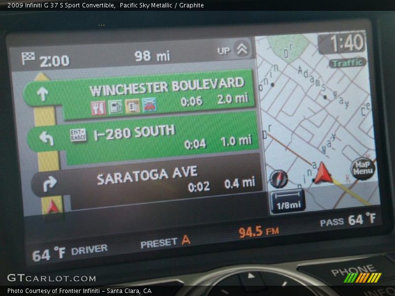 Navigation of 2009 G 37 S Sport Convertible