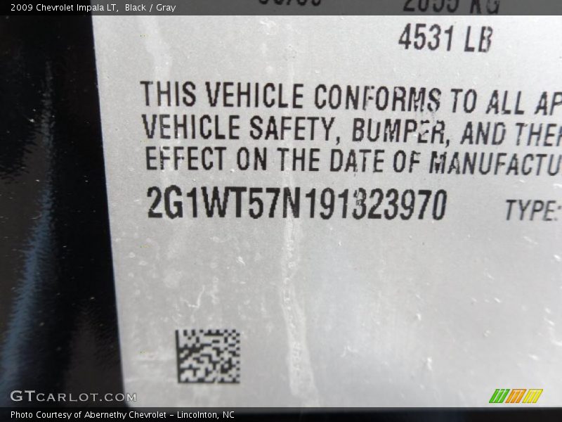 Black / Gray 2009 Chevrolet Impala LT