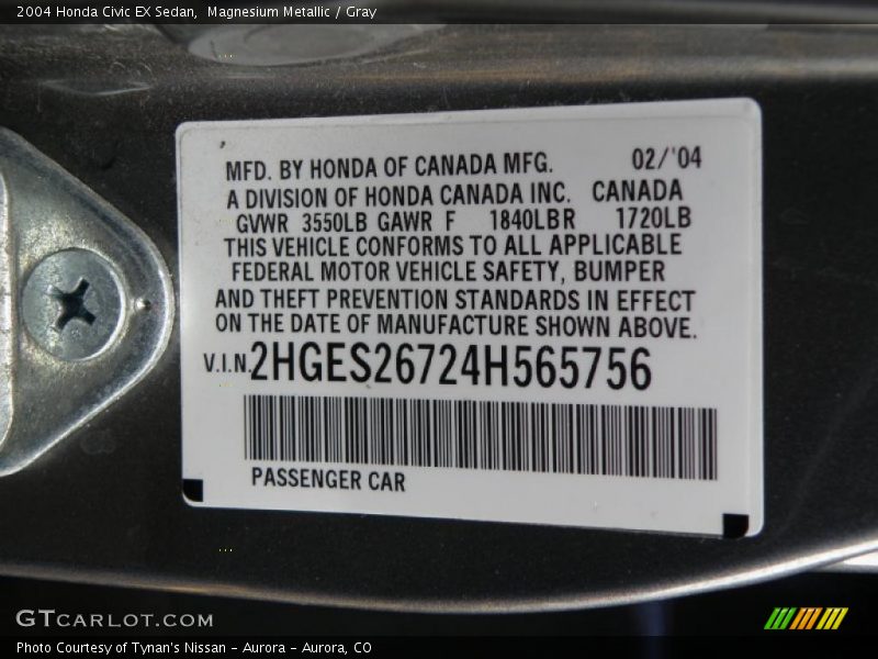 Magnesium Metallic / Gray 2004 Honda Civic EX Sedan