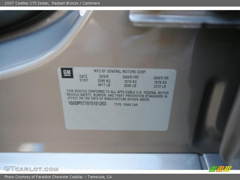 Radiant Bronze / Cashmere 2007 Cadillac CTS Sedan
