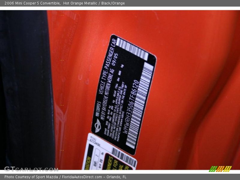 Hot Orange Metallic / Black/Orange 2006 Mini Cooper S Convertible