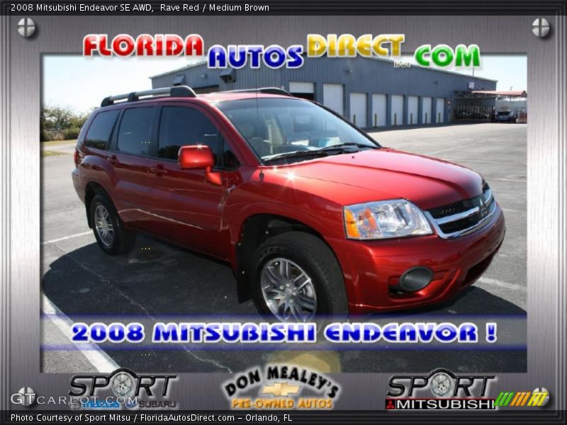 Rave Red / Medium Brown 2008 Mitsubishi Endeavor SE AWD