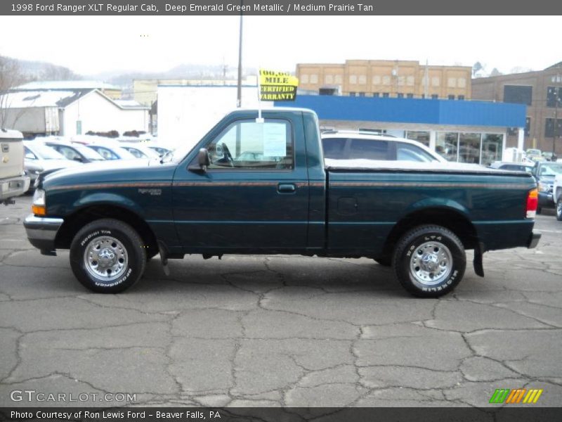 Deep Emerald Green Metallic / Medium Prairie Tan 1998 Ford Ranger XLT Regular Cab