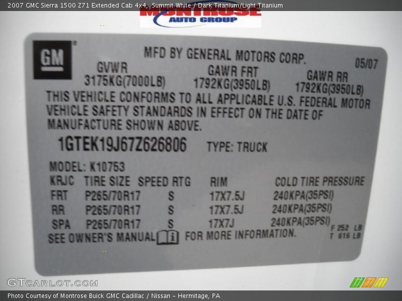 Summit White / Dark Titanium/Light Titanium 2007 GMC Sierra 1500 Z71 Extended Cab 4x4