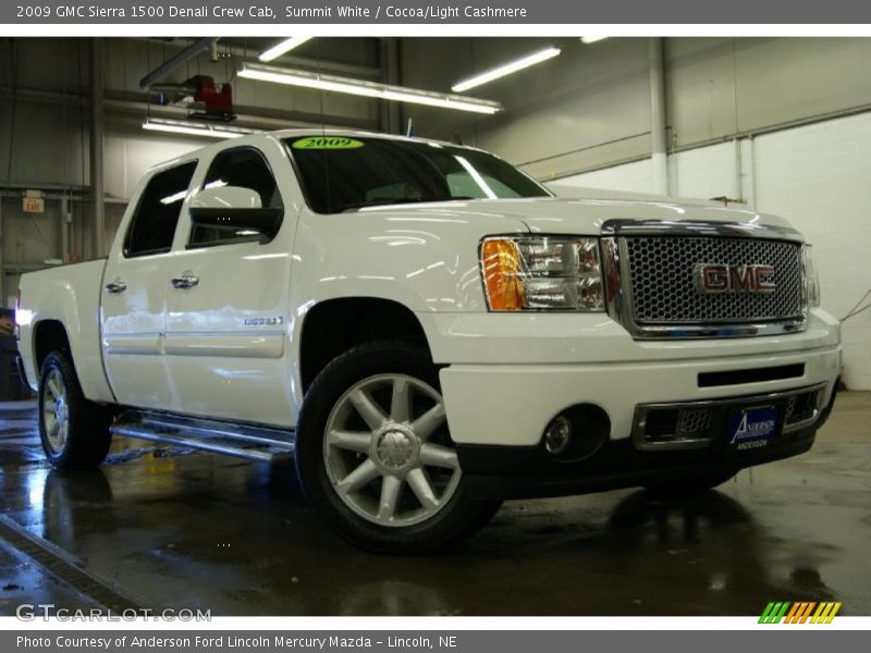 Summit White / Cocoa/Light Cashmere 2009 GMC Sierra 1500 Denali Crew Cab