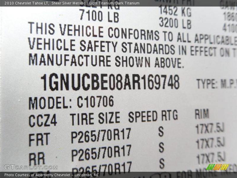 Sheer Silver Metallic / Light Titanium/Dark Titanium 2010 Chevrolet Tahoe LT