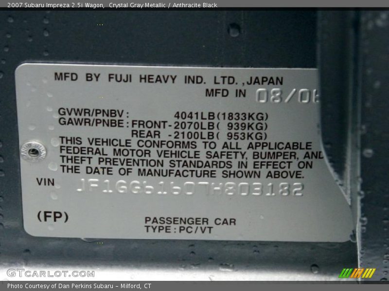Crystal Gray Metallic / Anthracite Black 2007 Subaru Impreza 2.5i Wagon