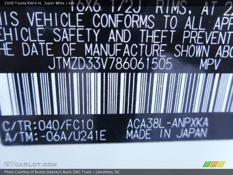 Super White / Ash 2008 Toyota RAV4 I4
