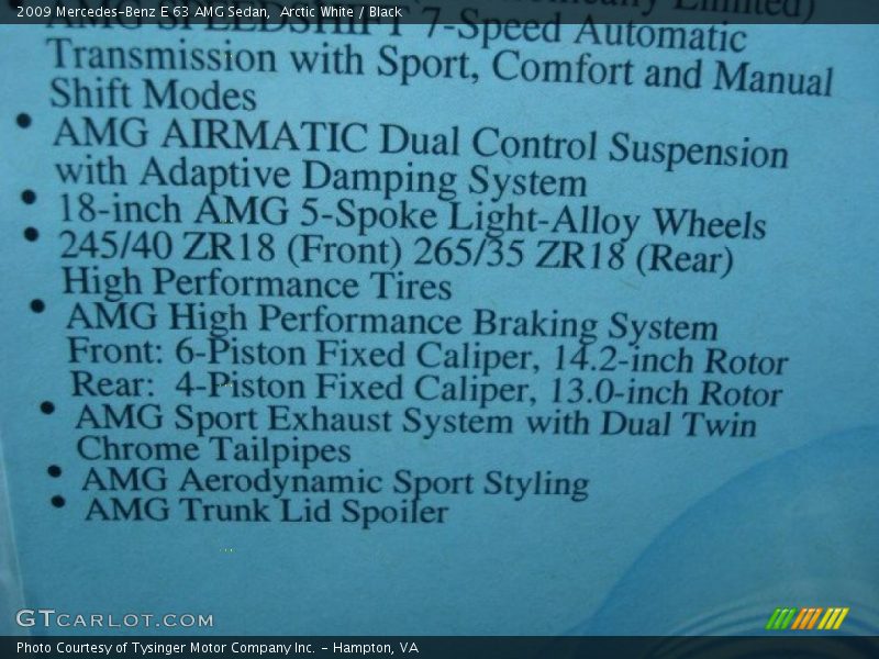 Arctic White / Black 2009 Mercedes-Benz E 63 AMG Sedan